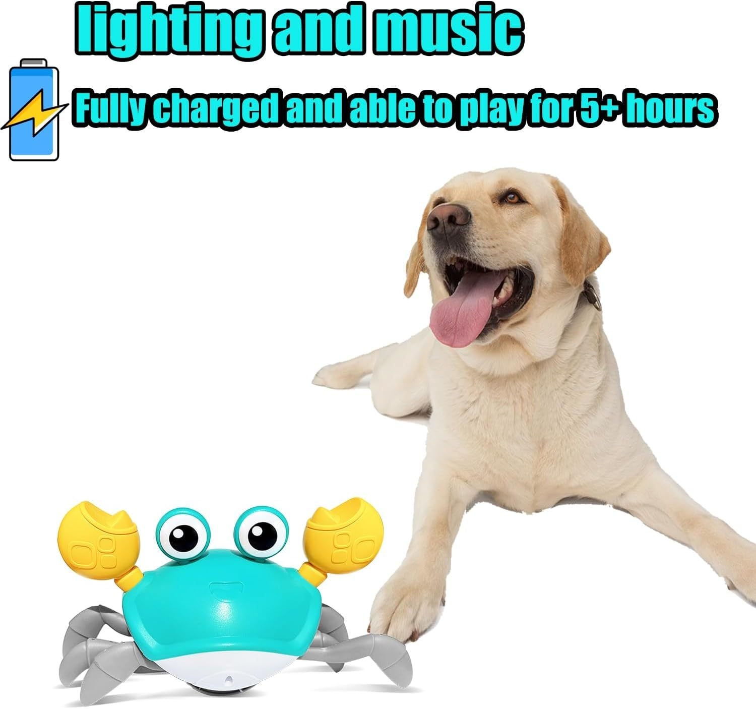 Crawling Crab Dog Toys Escaping Crab Dog Toy With Obstacle Avoidance Sensor Interactive Dog Toys With Music Sounds Lights For Dogs Cats Pets Christmas Toy Gifts For Puppy Small Medium Dogs