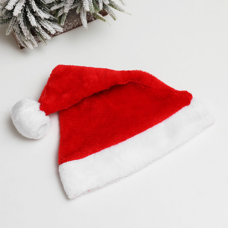 Christmas Goods Christmas Dense Velvet Short Plush Santa Hat New Super Soft Christmas Hat